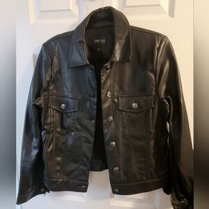 Faux leather jacket.